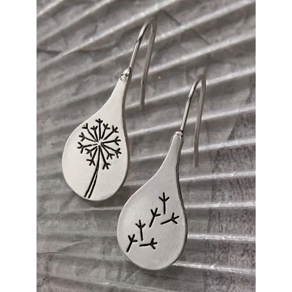 Dandelion Minimalist Botanical Earrings Hypoallergenic Handmade Teardrop Simple